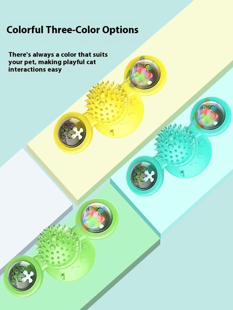 Interactive Windmill Cat Toy with LED & Catnip – Suction Cup Play Set