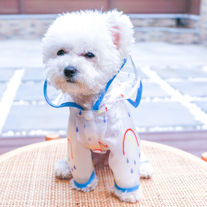 Transparent Waterproof Rainbow Dog Raincoat – Pet Rain Jacket