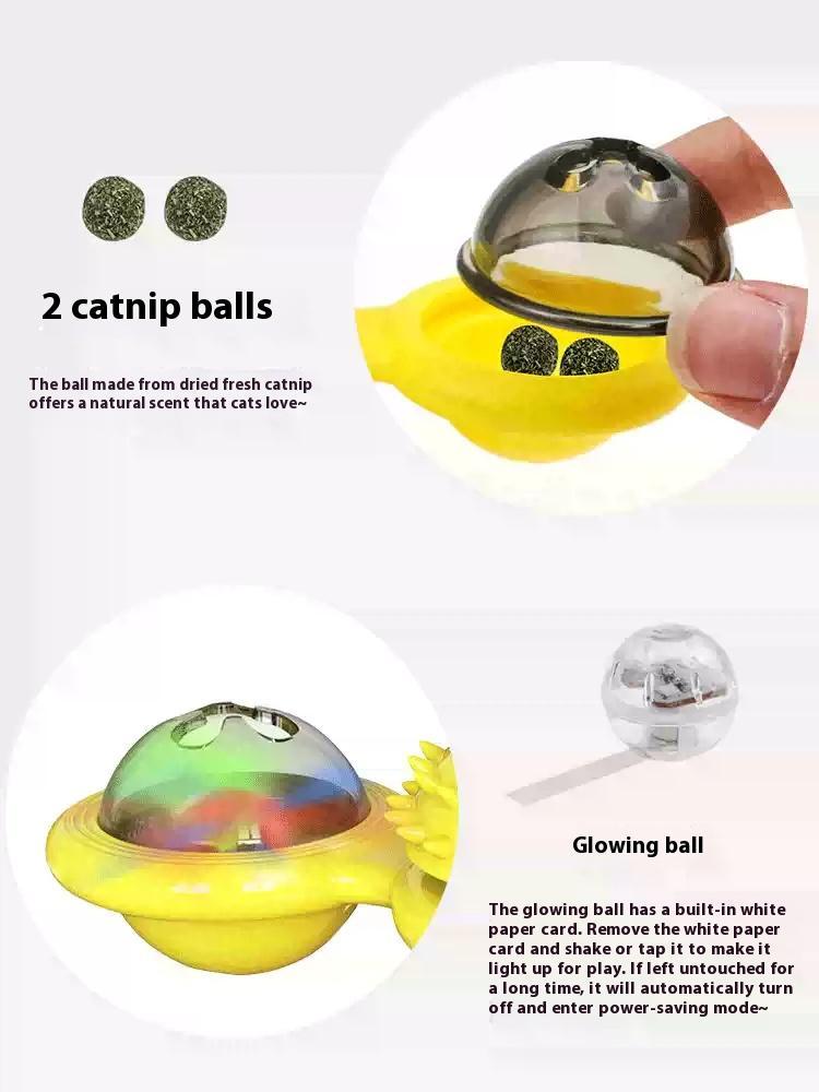 Interactive Windmill Cat Toy with LED & Catnip – Suction Cup Play Set