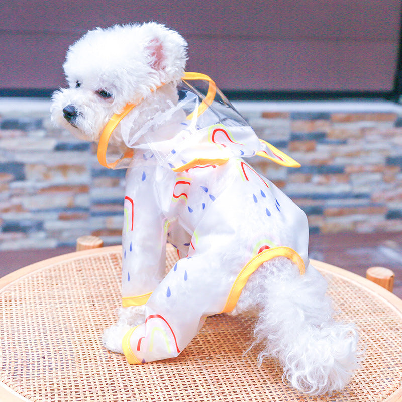 Transparent Waterproof Rainbow Dog Raincoat – Pet Rain Jacket
