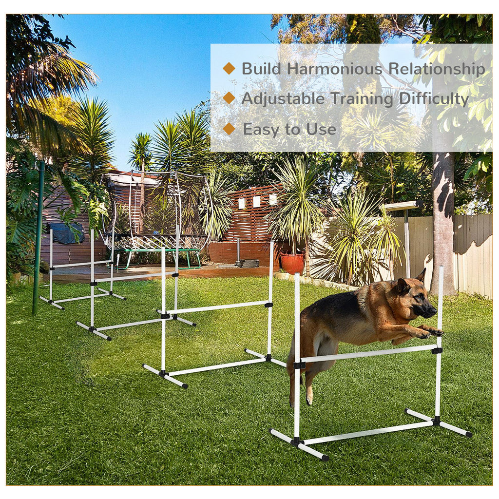 4-Piece Adjustable Dog Agility Training Set – Jumps & Poles