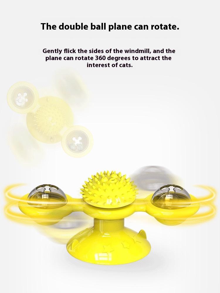 Interactive Windmill Cat Toy with LED & Catnip – Suction Cup Play Set