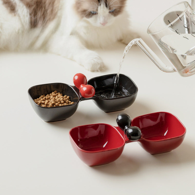 Ceramic Pet Food & Water Bowl — Dog & Cat Dual Bowl Set