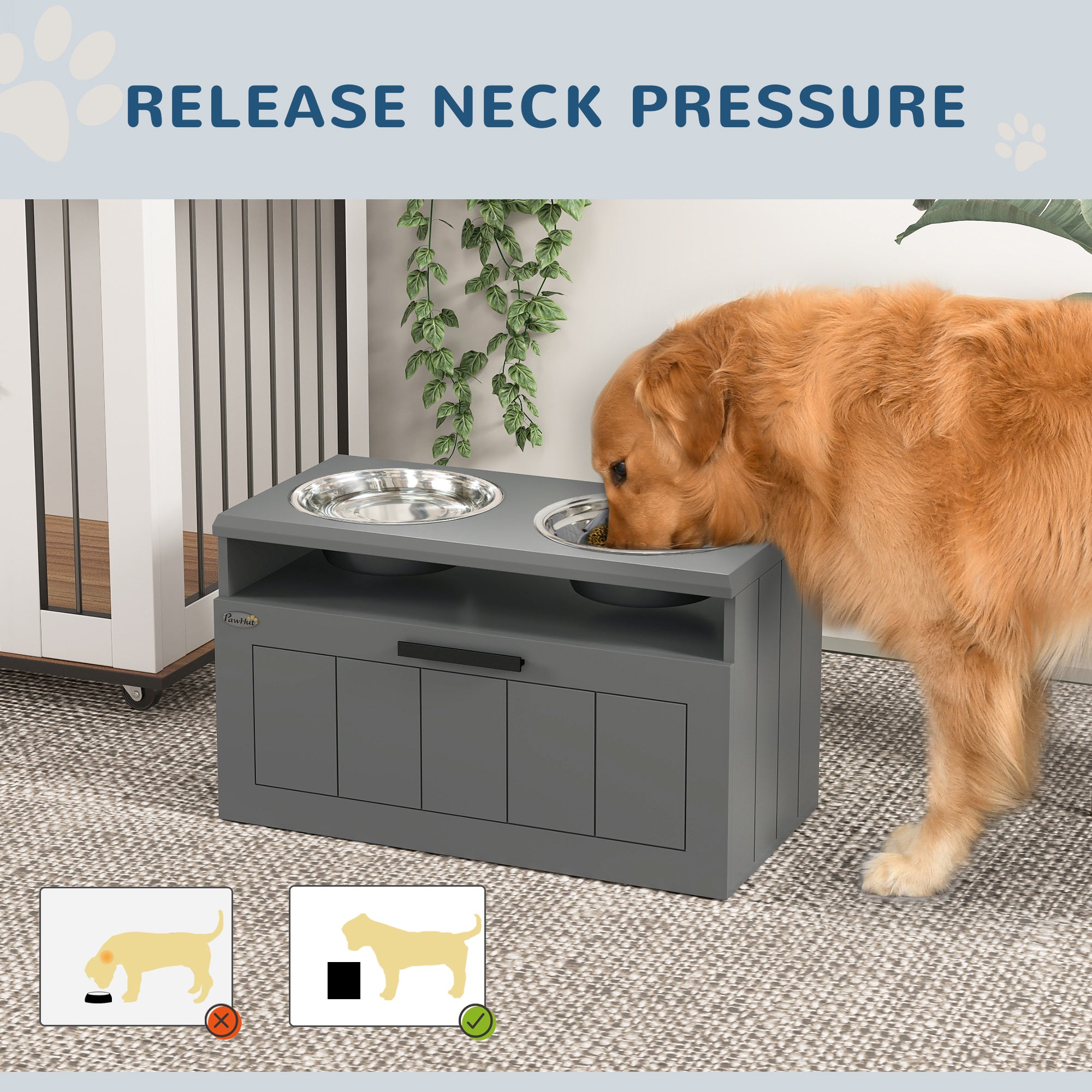 Raised Dog Feeding Station with Bowls for Easy Eating