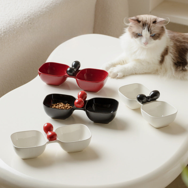 Ceramic Pet Food & Water Bowl — Dog & Cat Dual Bowl Set