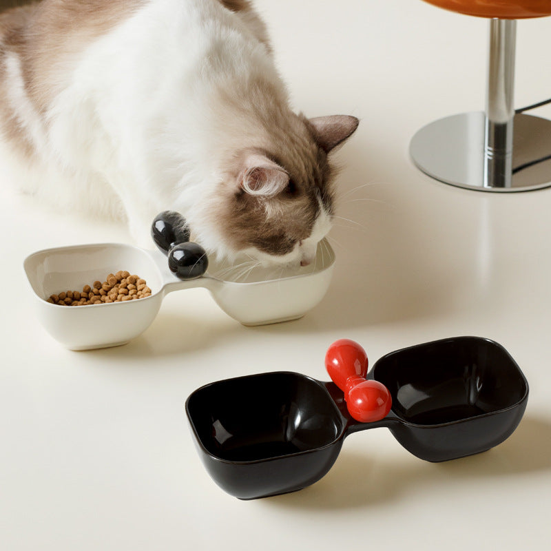 Ceramic Pet Food & Water Bowl — Dog & Cat Dual Bowl Set