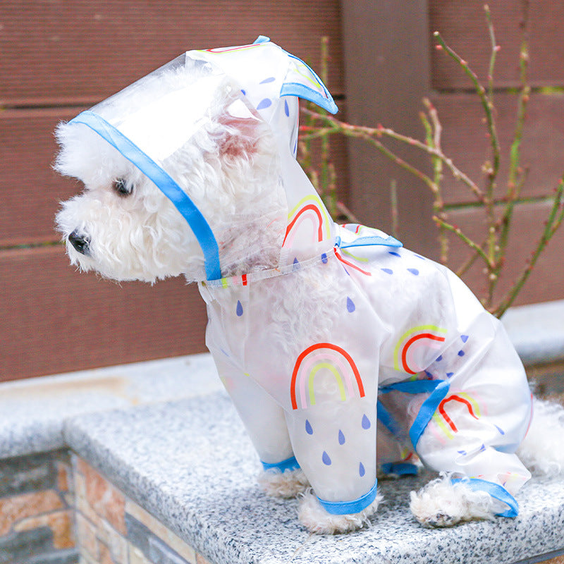 Transparent Waterproof Rainbow Dog Raincoat – Pet Rain Jacket